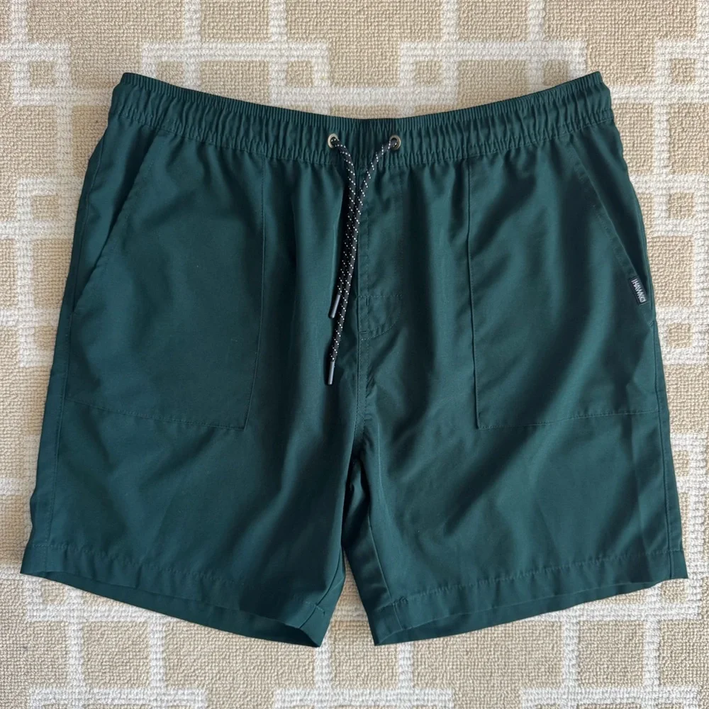 Tony Hawk Swim Trunks Green Elastic Waist Beach Board Shorts Size Large
